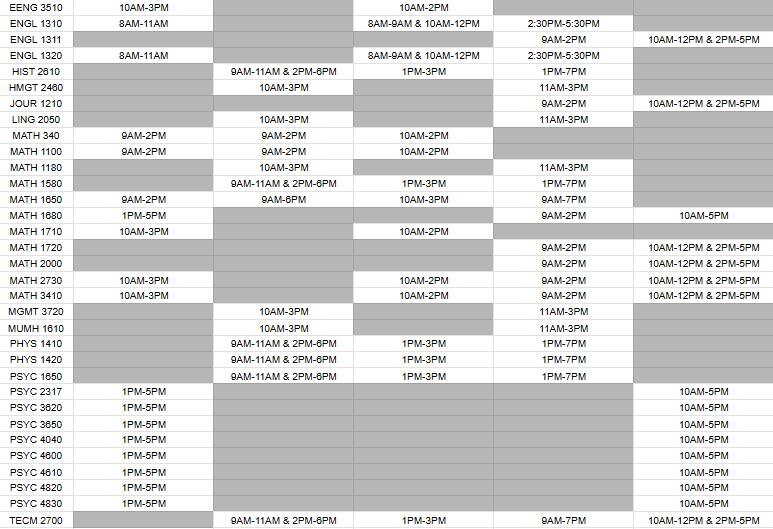 page 2 of tutor schedul