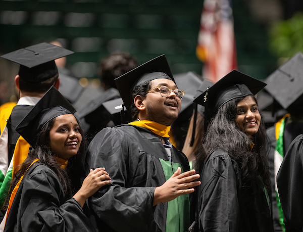 Graduate students at commencement